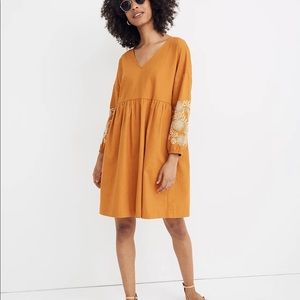 Madewell embroidered sleeve popover dress